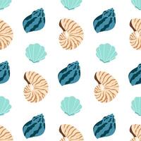 Colorful seashell patterns with diverse shapes and designs on a white background vector