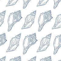 Detailed line art of seashells arranged in a repeating pattern on a clean background vector