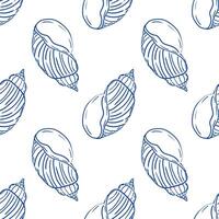 Decorative blue shell pattern on white background for coastal themed design projects vector
