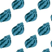 Pattern of teal and dark teal seashells on a white background, ideal for design projects vector