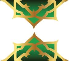 A green and gold pattern with a cross vector
