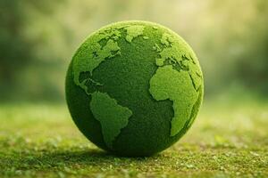 Green Globe Made Of Grass Depicting Planet Earth, Ecological Concept Of Nature And Environment, Symbolizing Natural Resources And Environmental Conservation, Climate Awareness, Greenery photo