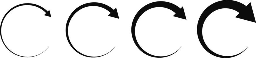 Rotate arrow icon set. Curve arrow icon sign. Black long up arrow icons. arrow pointing upward. Rotation arrows icons vector