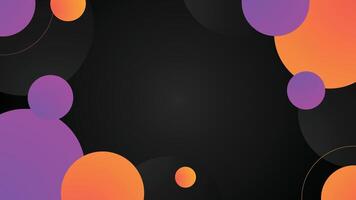 Dark abstract background with colorful orange and purple gradient circles arranged in a modern layout vector