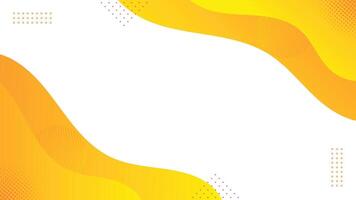Bright abstract background in yellow and orange with wavy curves and dotted elements on white space vector