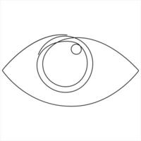Simple Eye drawing in black and white outline style illustration vector