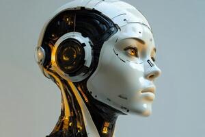 Futuristic android woman showing artificial intelligence technology photo