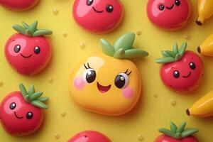 Smiling kawaii fruits creating a cheerful and playful atmosphere photo