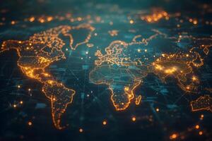 Global network connecting world cities with data flow and information exchange photo