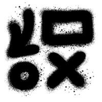 Spray Painted Graffiti arrow, frame, circle and x symbol Sprayed isolated with a white background. vector