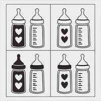 Baby Bottles with Heart Design vector
