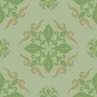 Intricate Flourish Gold and Green Florals Blooming with Leaves and Wines Abstract Medieval Scroll Ornament Pattern Deluxe Delicate Repeat Seamless Design for Background Wallpaper Tiles Ceramics Fabric vector