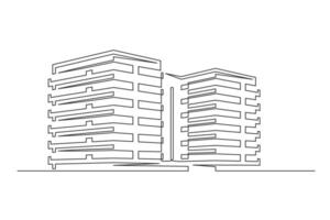 Continuous one line drawing building vector