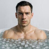 Cold Therapy Biohacking Rejuvenation Through Ice Water Immersion for Health Optimization and Cellular Renewal photo