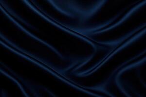 Navy Blue Silk Satin Fabric Abstract Background with Elegant Soft Wavy Folds and Shiny Gradient Light Lines for Design Template photo