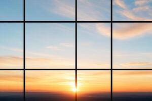 A view of the sunset through a window photo