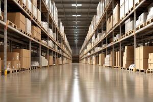 A warehouse with shelves and boxes photo