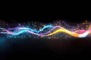 Abstract background with glowing lights and waves photo