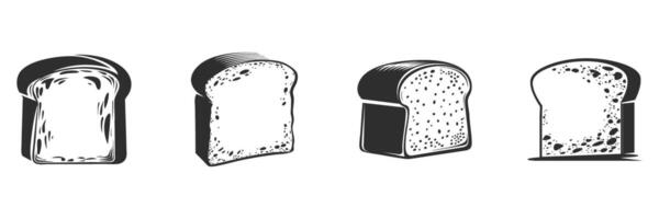 Bread Slice Silhouette Set. Variety Of Bread Textures And Patterns Isolated Illustration Collection vector