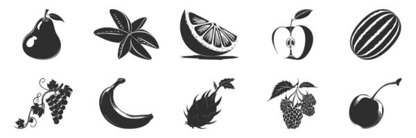 Fruit Silhouettes Collection. Diverse Fruit Illustrations For Design Projects And Culinary Themes Isolated Illustration Collection vector