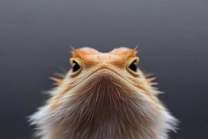 A close up of a bearded lizard's head photo