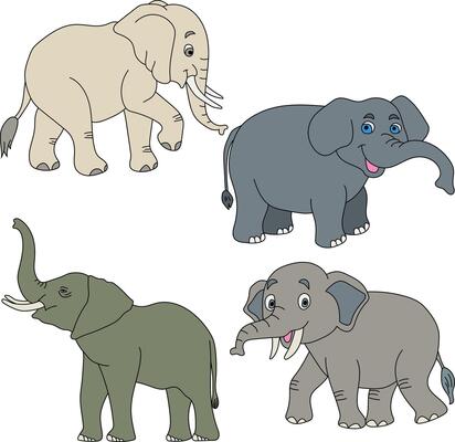 Cartoon Elephant Clipart Doodles