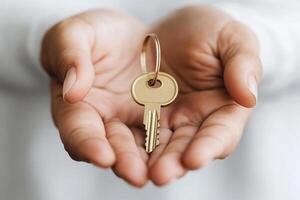 A person holding a key in their hands photo