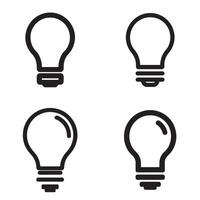 Minimal light bulb icons in black outline style ideal for ideas innovation and energy themes vector