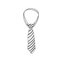 Hand drawn doodle necktie, neckcloth.Stripe pattern tie. Isolated on white background vector