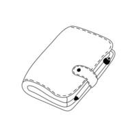 Hand drawn doodle organizer, planner, office notebook in a leather case with a clasp and pen. Isolated on white background vector