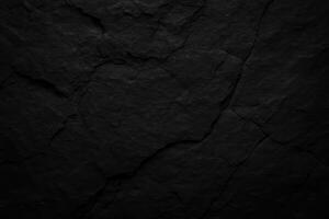 Volumetric Rock Texture With Cracks Black Stone Background for Design Wide Banner Format photo