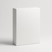 Blank White Cereal Box on Neutral Background for Versatile Cereal Branding Mockup, Ideal for Custom Packaging Design and Brand Presentation photo