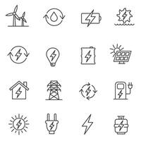 Energy icon set. Power and energy icon set. Thin line icons. vector