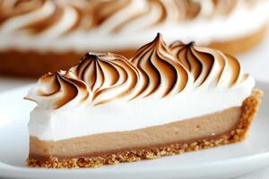 A slice of pie with meringue on top photo