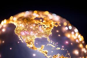 America in the night with lights and bokeh effect photo