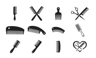 Hair Comb Icon Set. Collection of Styling Combs and Barber Tools vector