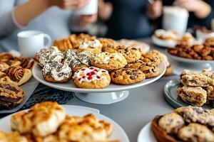 A table with many different types of cookies photo