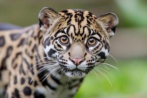 A close up of a leopard looking at the camera photo