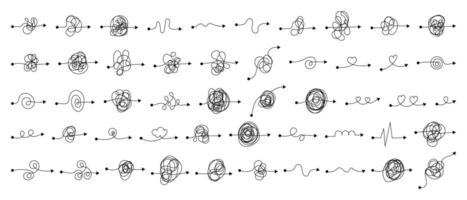 Tangled Line Path with Dot and Arrow vector
