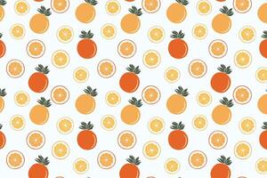 Fruit seamless pattern with orange and lemon slices on white background. vector