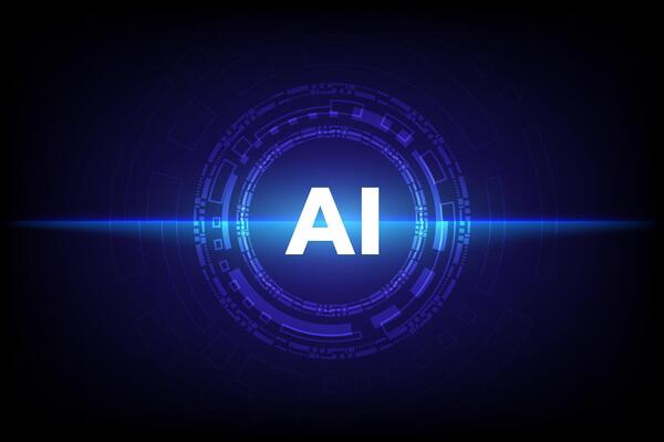 A hi tech Artificial Intelligence symbolizes cyber security, blending futuristic design with advanced technology