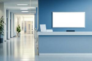 A white board is on a counter in a hospital hallway photo