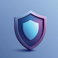 3D icon of a VPN blue purple neon shield with glossy finish, symbolizing internet security, firewall, encryption, privacy, network protection, digital safety, and trust in cyberspace. Not ai. vector