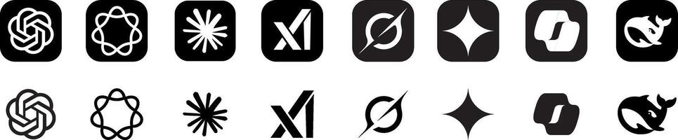 Latest AI assistants app. AI tools set. ChatGPT, Grok, Gemini, Copilot, DeepSeek, Claude vector