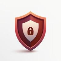 3D VPN icon isolated with red lock and shield symbolizing fast, secure internet connection, encryption, firewall global protection. Represents privacy, safety, and trusted network service. Not ai. vector