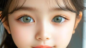 Close-up of a child's face, captivating eyes photo