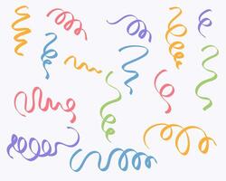 Colorful, swirling ribbons and streamers, scattered on a white background. vector