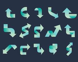 Collection of various directional arrows with vibrant teal gradients. vector