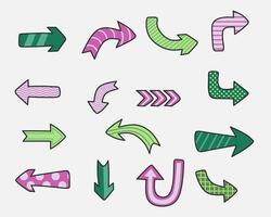 Assorted colorful directional arrows with patterns. vector