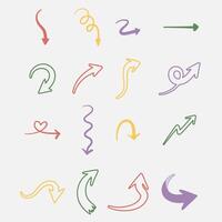 collection of hand-drawn directional arrows in various styles. vector